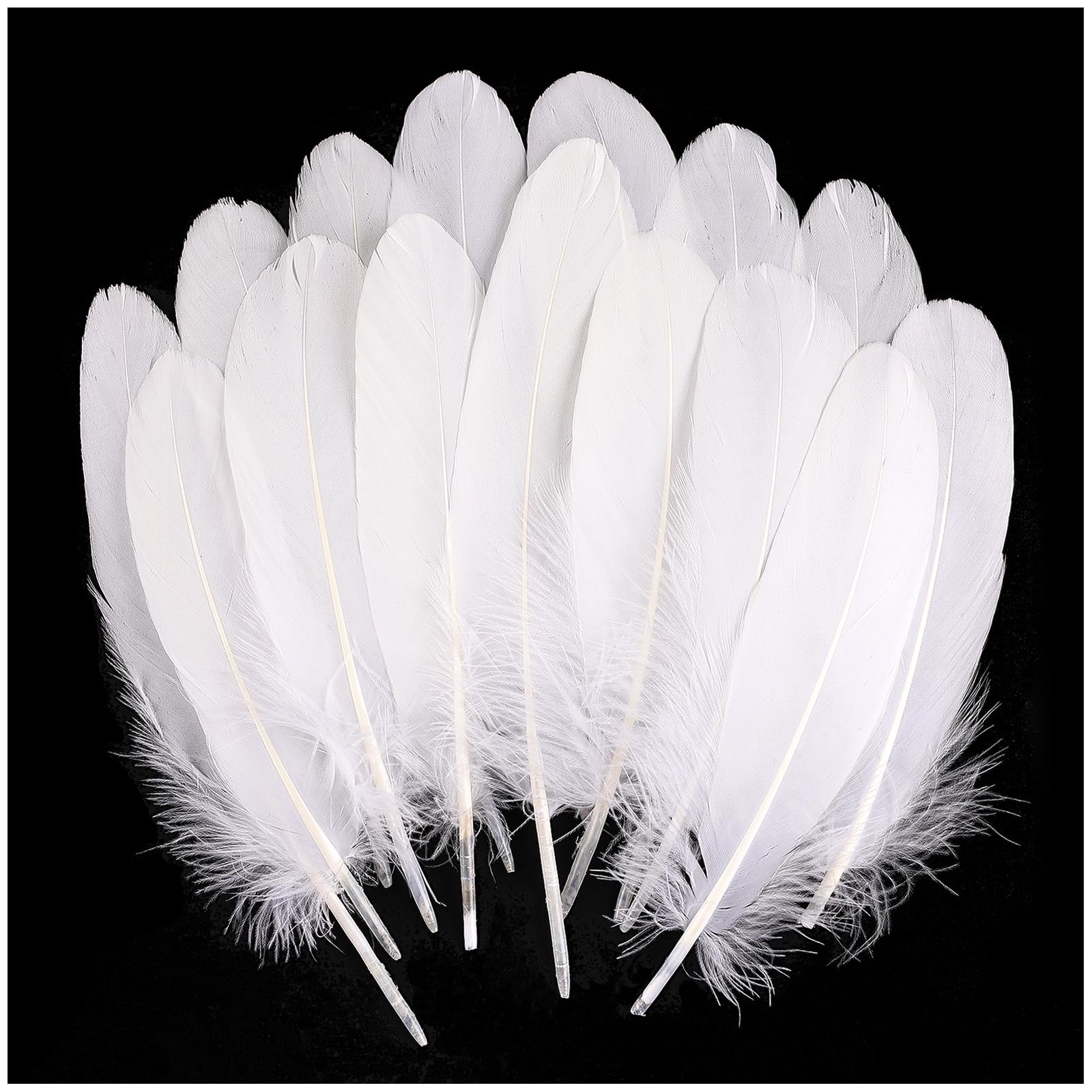 THARAHT 120pcs White Goose Feathers Natural Bulk 68 inch 1520cm for Crafts DI... THARAHT 120pcs White Goose Feathers Natural Bulk 68 inch 1520cm for Crafts DI...