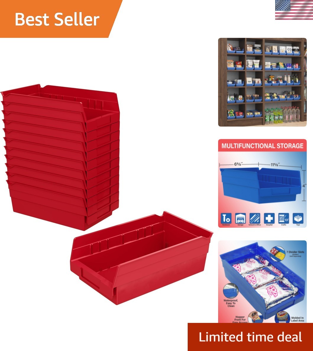 30130 Heavy Duty Plastic Shelf Bins, 12\