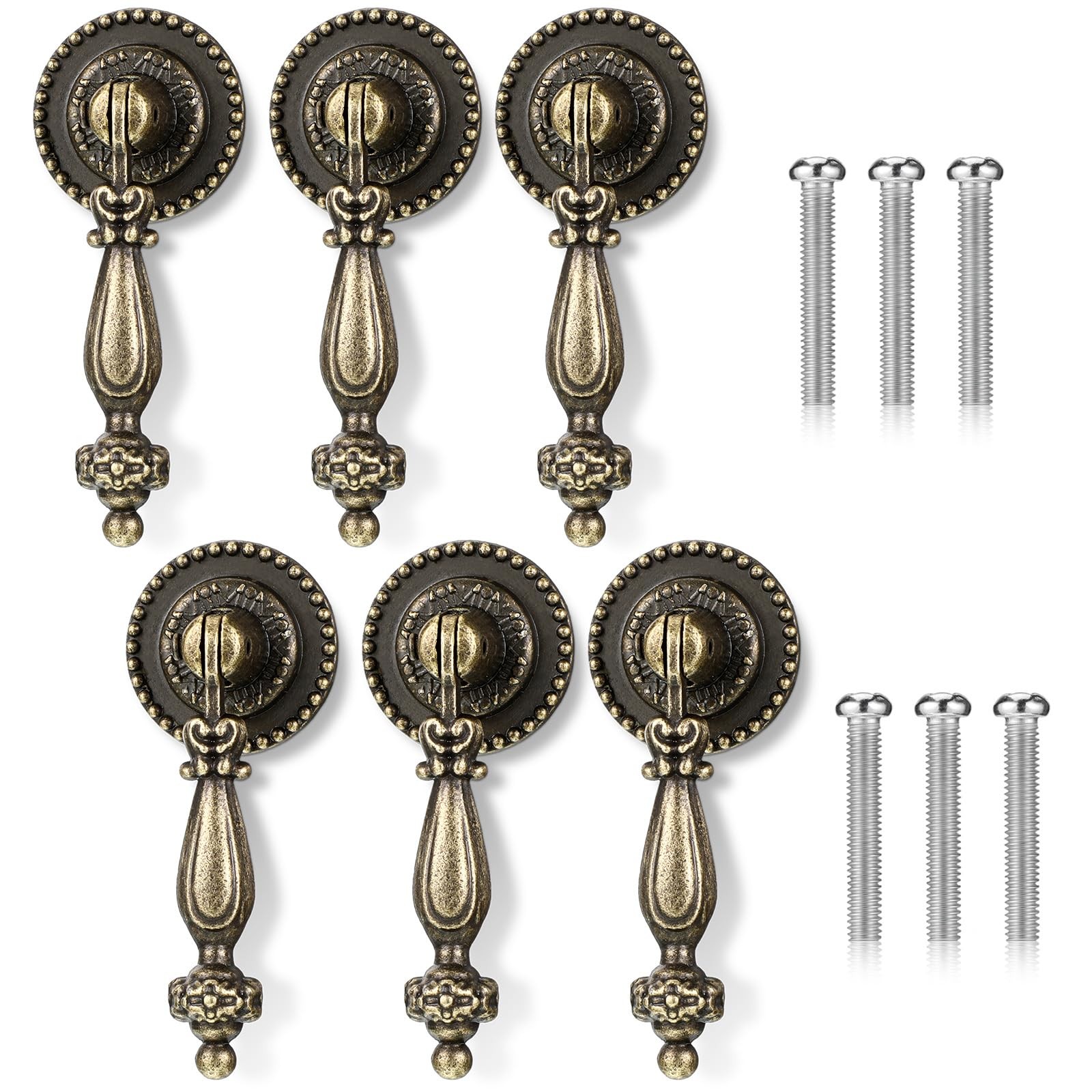 6PCS Antique Style Tear Drop Pulls, Zinc Alloy Cabinet Pull Handle Knobs Vintage 6PCS Antique Style Tear Drop Pulls, Zinc Alloy Cabinet Pull Handle Knobs Vintage
