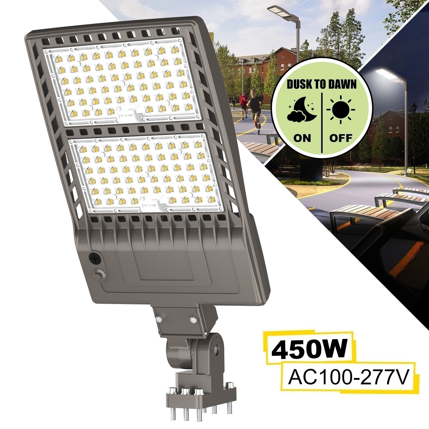 450 Watts LED Shoebox Parking Lot Light Dusk To Dawn Commercial Outdoor Lighting