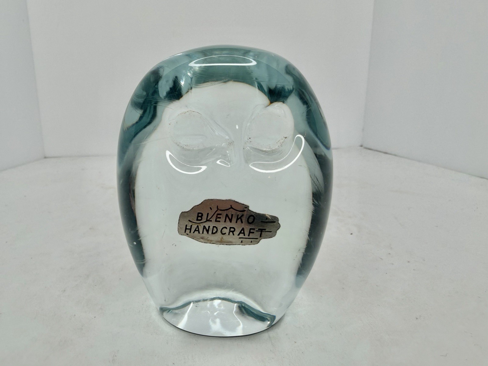 HTF Vintage MCM Blenko Glass 76D Crystal Owl 4” W/label Stunning HTF Vintage MCM Blenko Glass 76D Crystal Owl 4” W/label Stunning