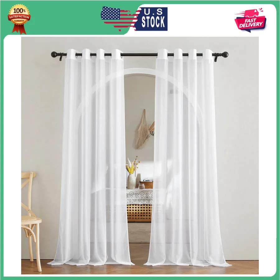 NICETOWN White Sheer Curtains 84 inch Long Grommet Window Panels 2 Pack NICETOWN White Sheer Curtains 84 inch Long Grommet Window Panels 2 Pack