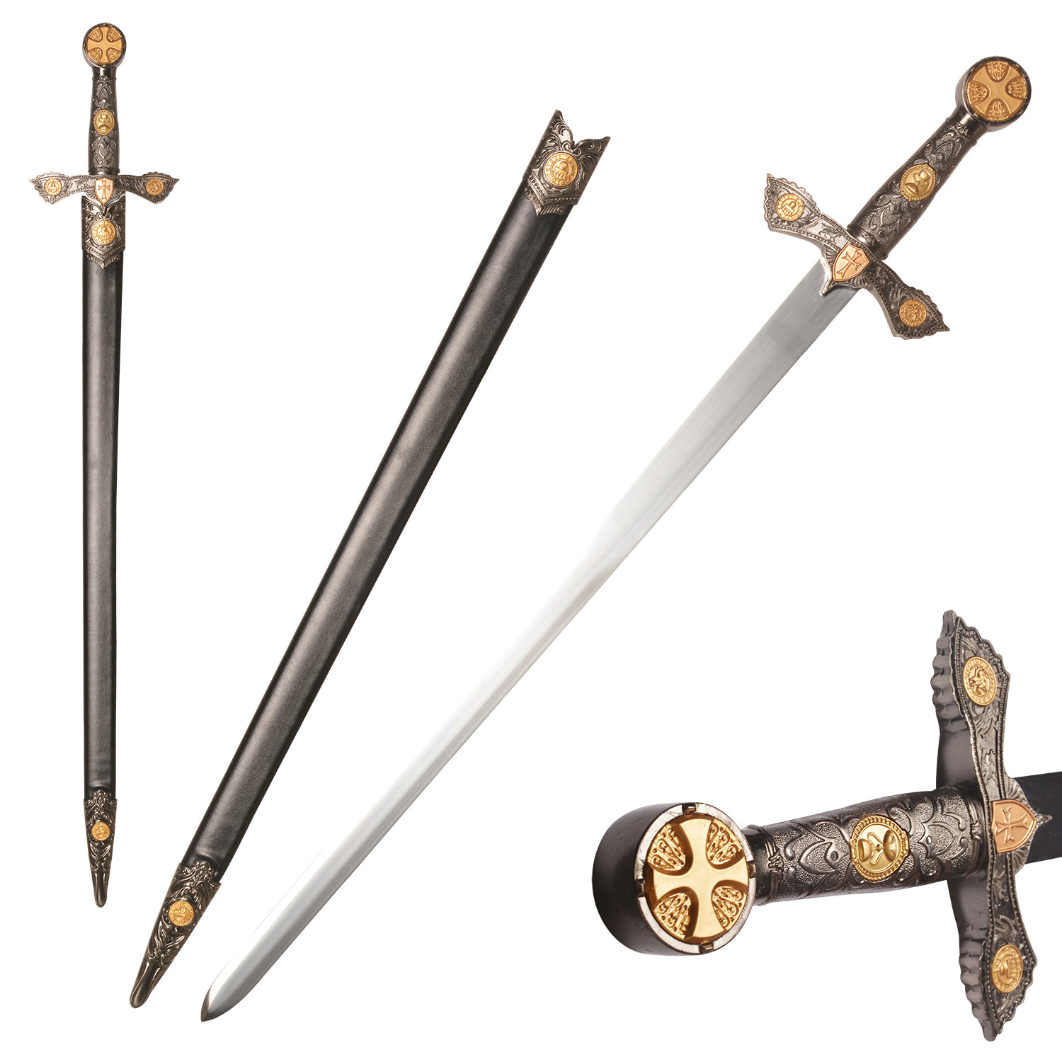 Medieval Stainless Steel Red Cross Crusader Knight Templar Sword for Cosplay Medieval Stainless Steel Red Cross Crusader Knight Templar Sword for Cosplay