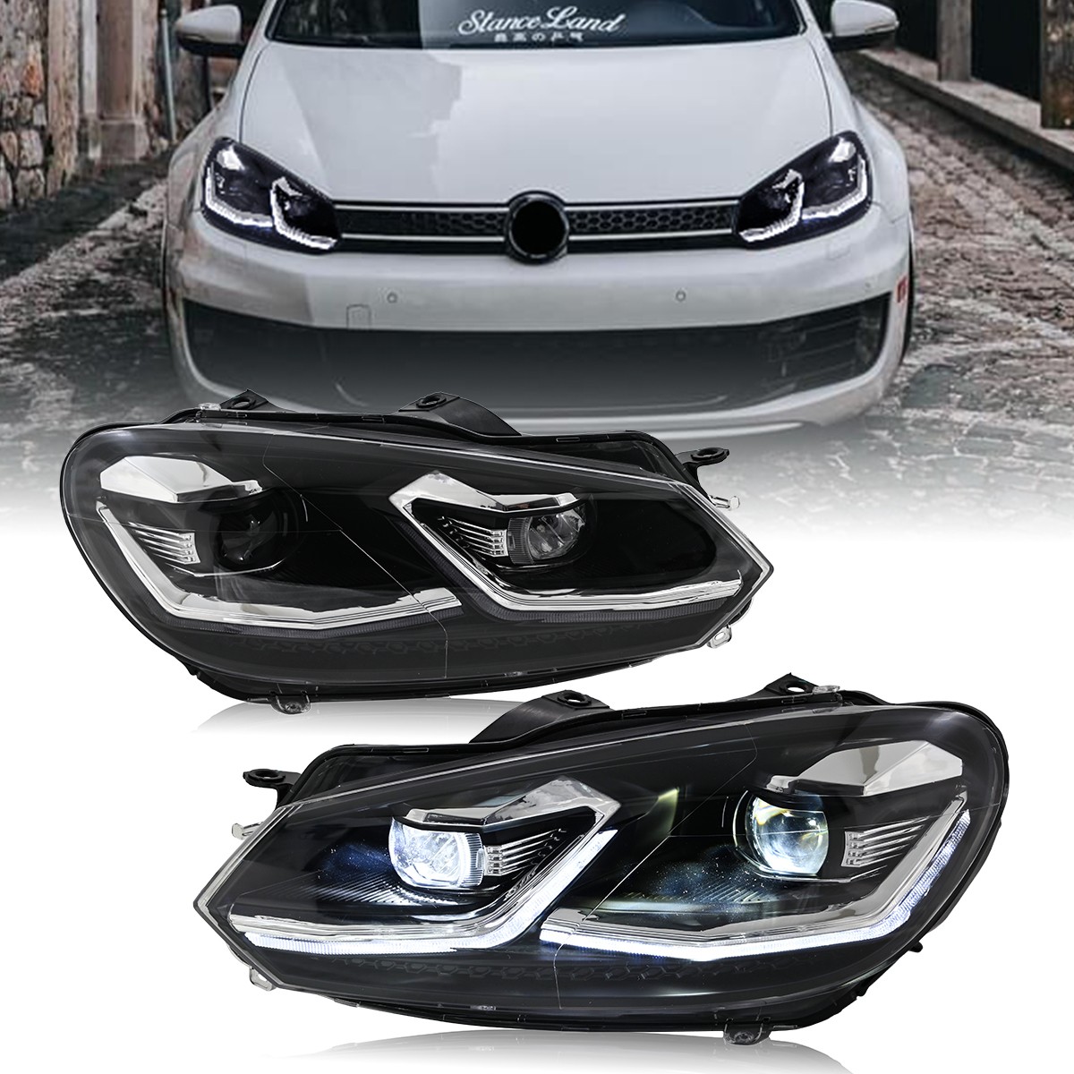 Full LED Projector Headlights Lamp For Volkswagen Golf6 MK6 2010-2014 Animiation
