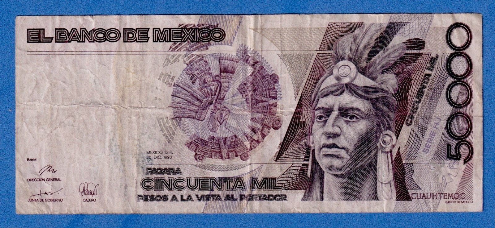 Mexico 50000 Pesos 1990 P-90b Circulated Note \