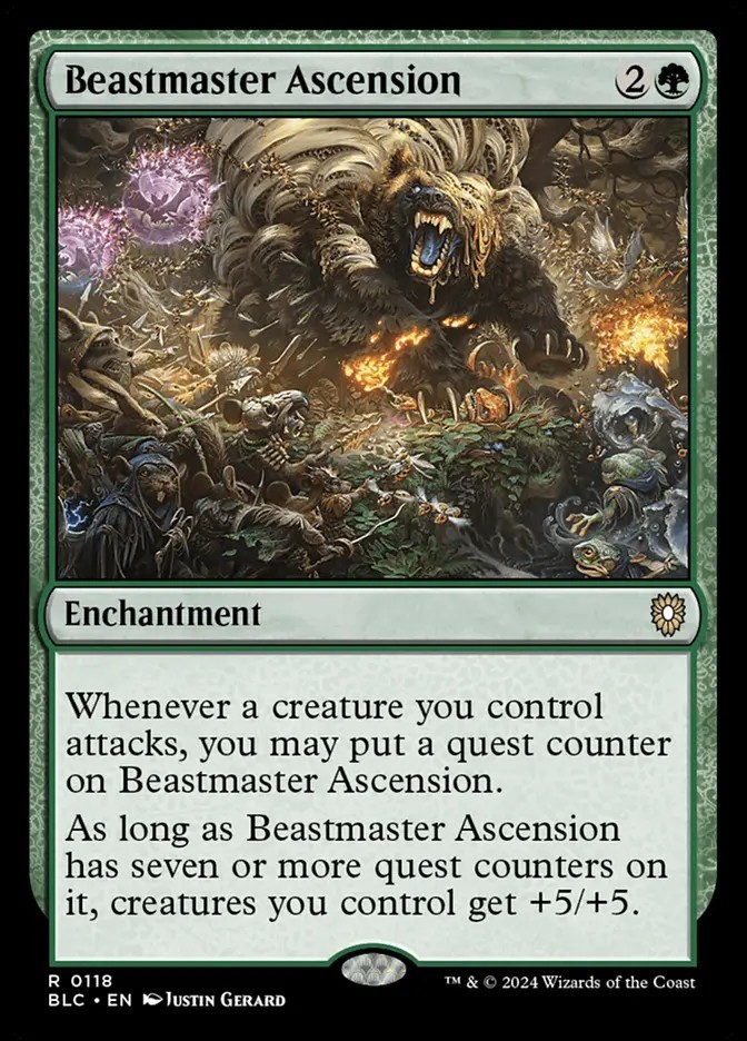 MTG BEASTMASTER ASCENSION - BLOOMBURROW BLC 0018 - GREEN ENCHANTMENT MTG BEASTMASTER ASCENSION - BLOOMBURROW BLC 0018 - GREEN ENCHANTMENT