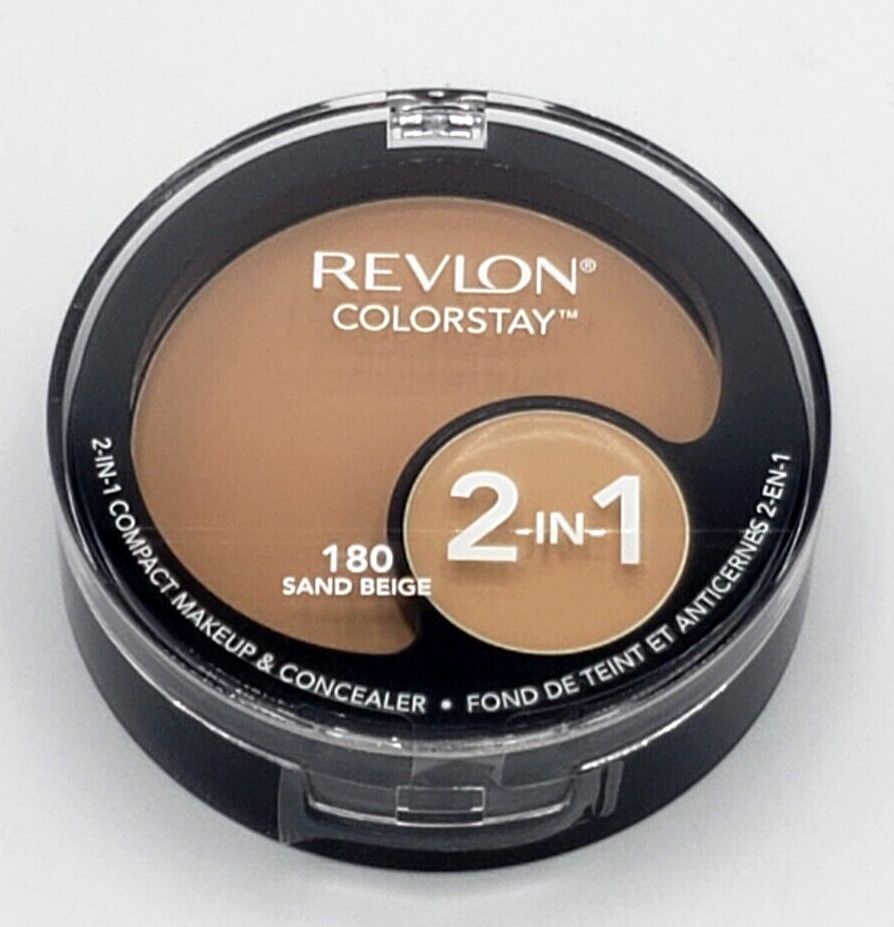 NEW Revlon Colorstay 2-in-1 Compact Makeup and Concealer- 180 SAND BEIGE NEW Revlon Colorstay 2-in-1 Compact Makeup and Concealer- 180 SAND BEIGE