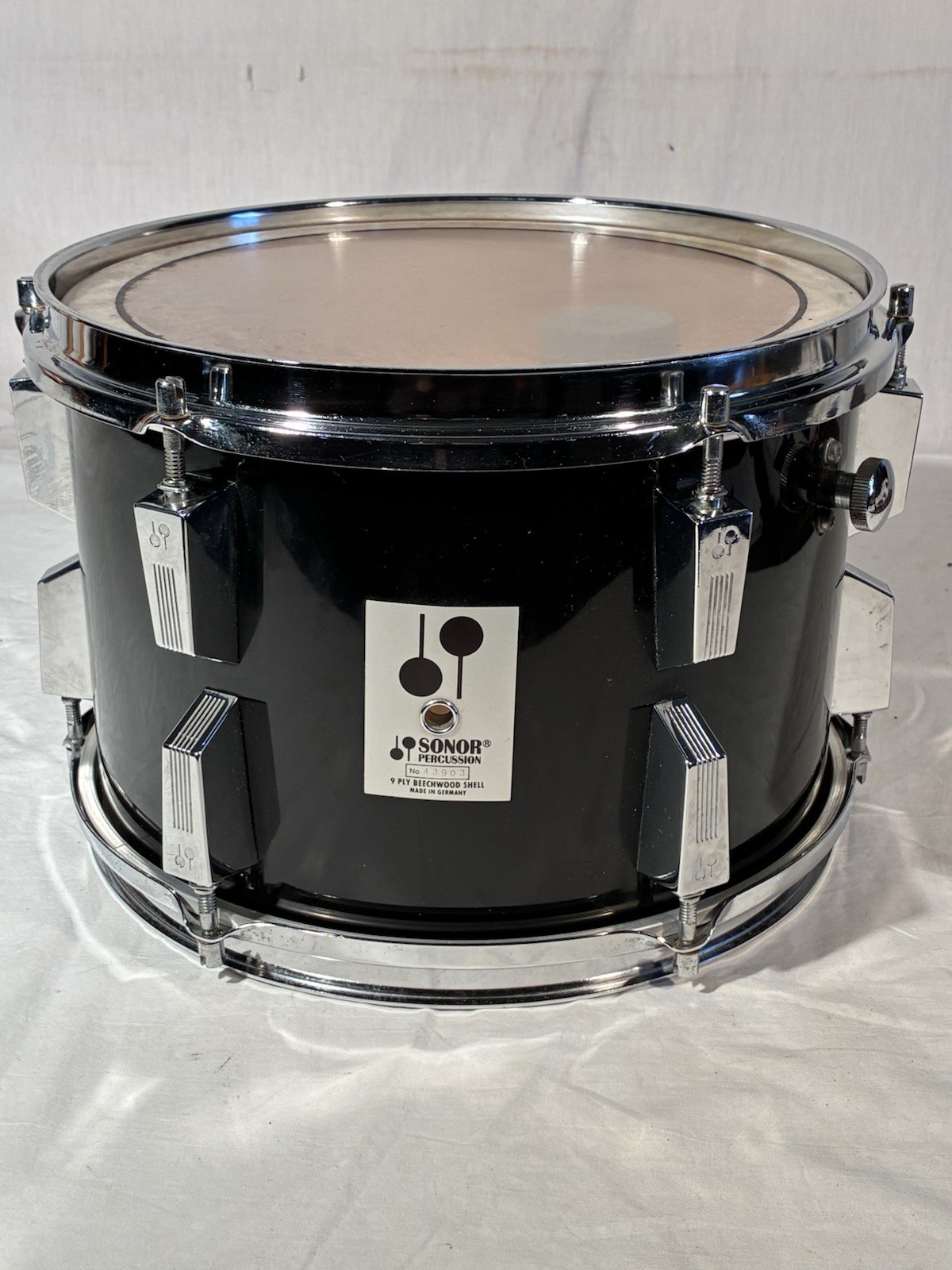 Vintage 1970's /80’s Sonor Phonic 9 Ply Beech 8 X 12 Black Mounted Tom Drum Vintage 1970's /80’s Sonor Phonic 9 Ply Beech 8 X 12 Black Mounted Tom Drum