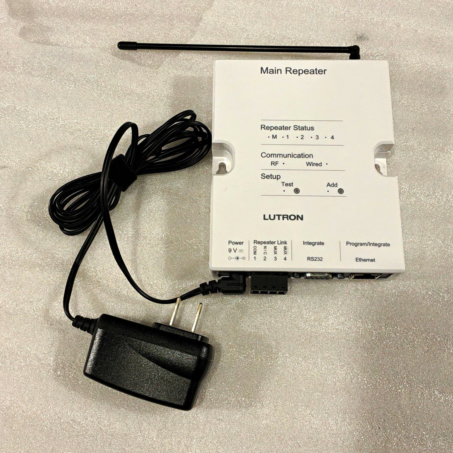 Lutron RadioRA 2 Main Repeater RR-MAIN-REP-WH Ethernet RS-232 Power Adapter Lutron RadioRA 2 Main Repeater RR-MAIN-REP-WH Ethernet RS-232 Power Adapter