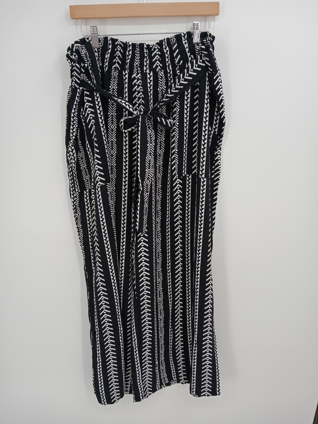 Olrik Womens Plus Size 4X Wide Leg Pants Boho Geometric Pockets High Rise