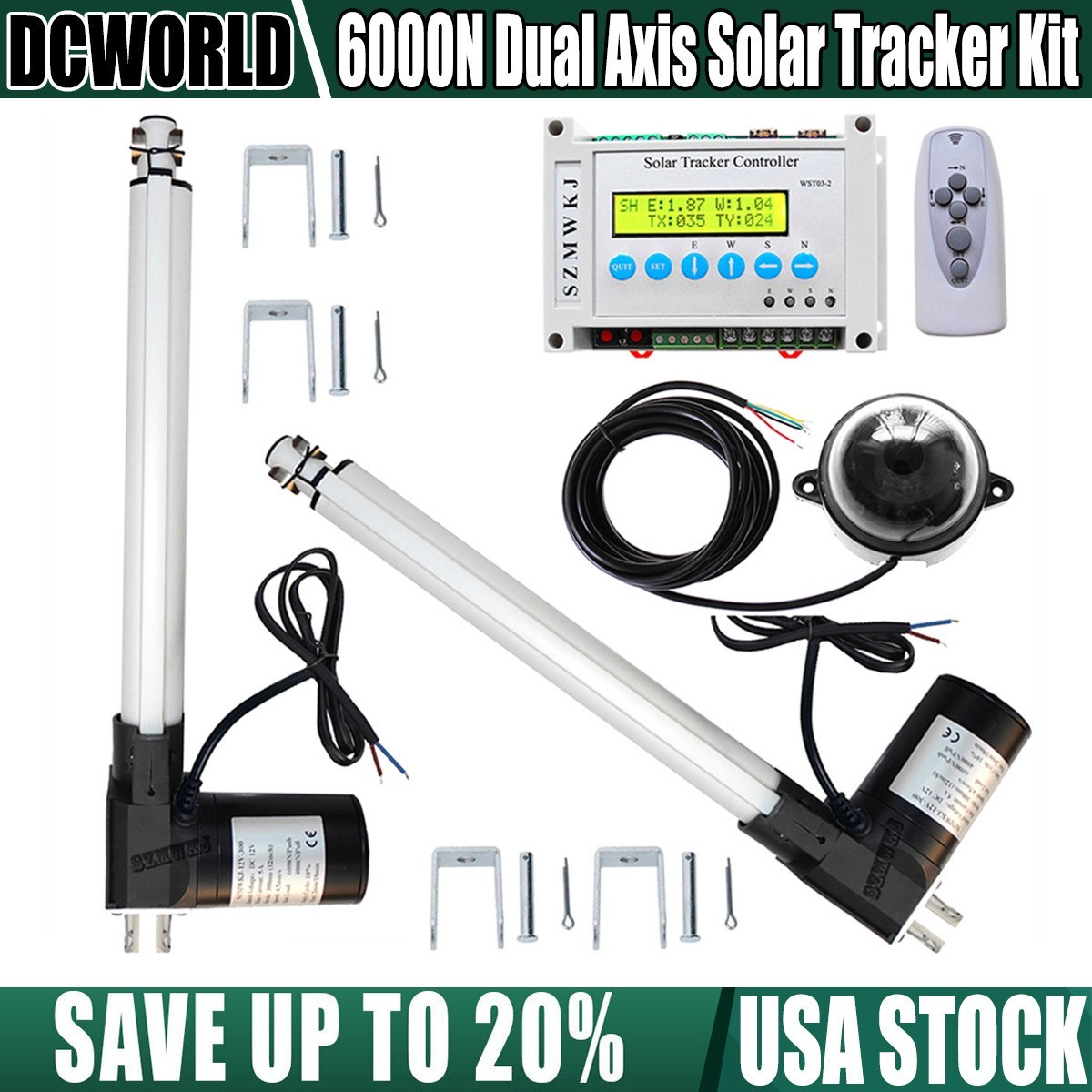 LCD 6000N Solar Tracker Dual Axis Kits - 2PCS 12