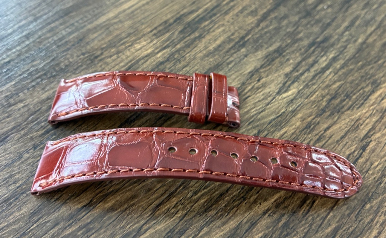 Genuine OEM Breitling Brown Croco Leather Strap 18mm x 16mm 1043P - Excellent