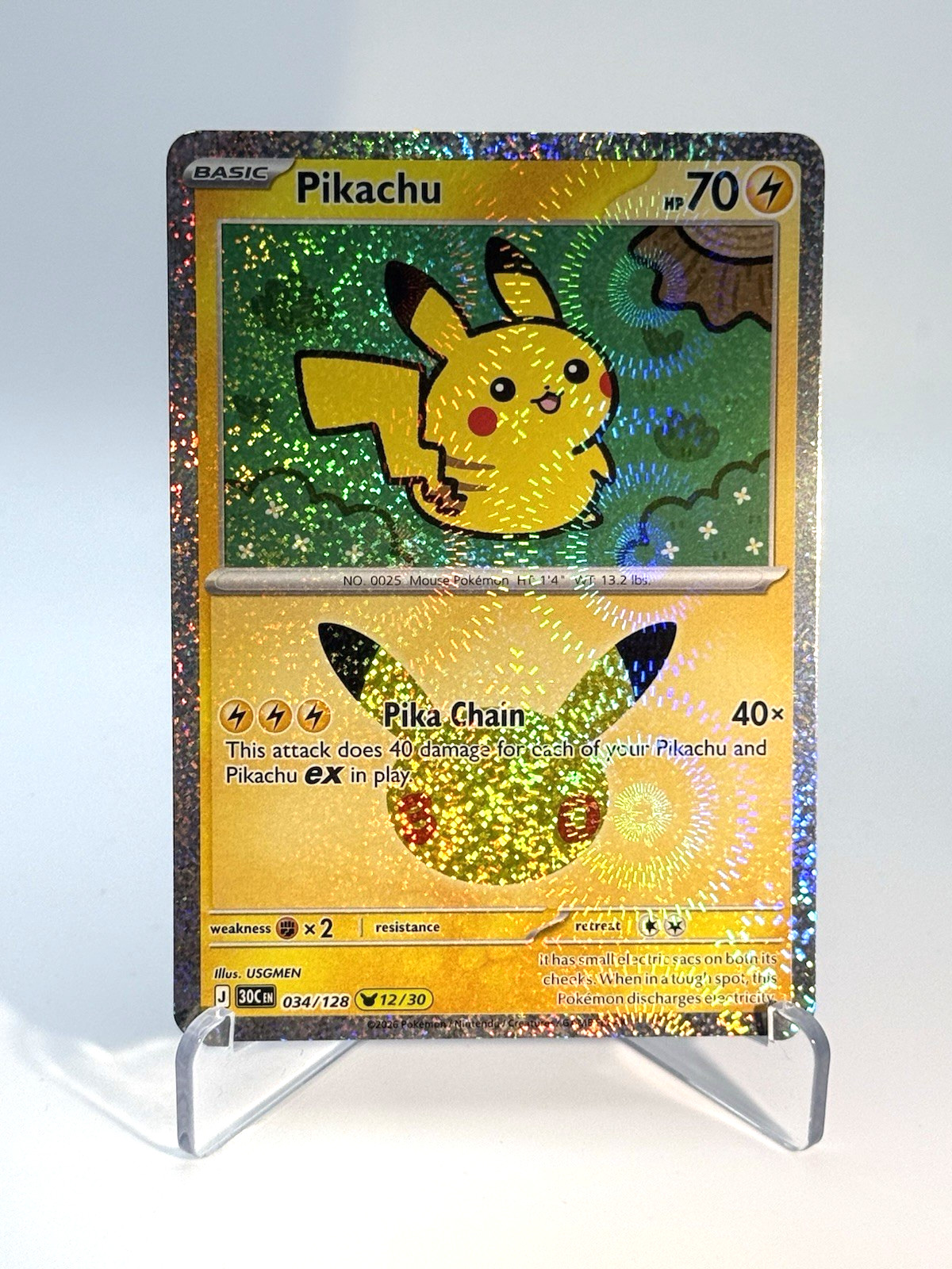 2026 Pokemon 30th Celebration Pikachu 034/128 12/30 Holo Anniversary 2026 Pokemon 30th Celebration Pikachu 034/128 12/30 Holo Anniversary