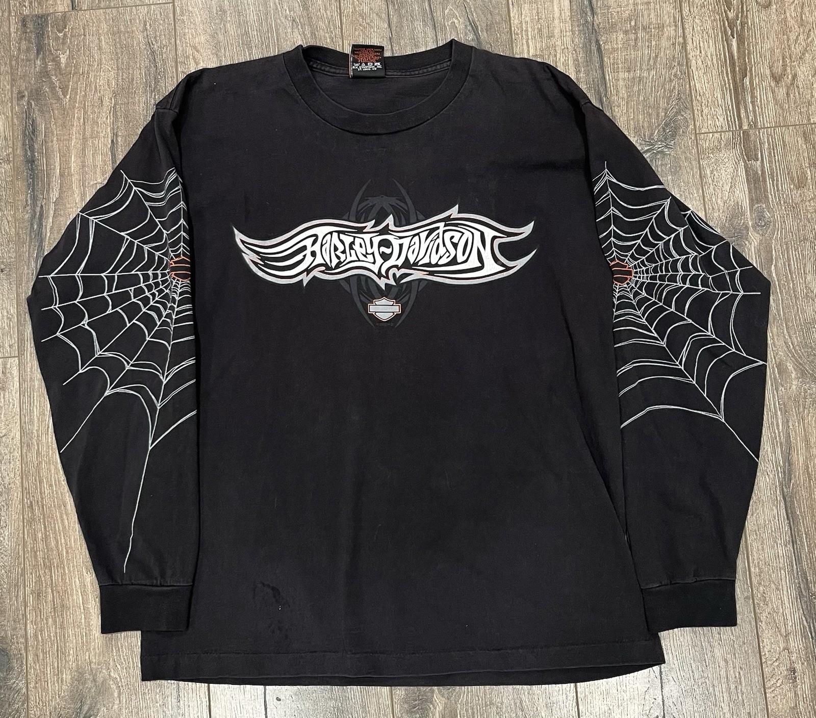 Vintage 2003 Harley Davidson Spiderwebs Long Sleeve Large Shirt Washington