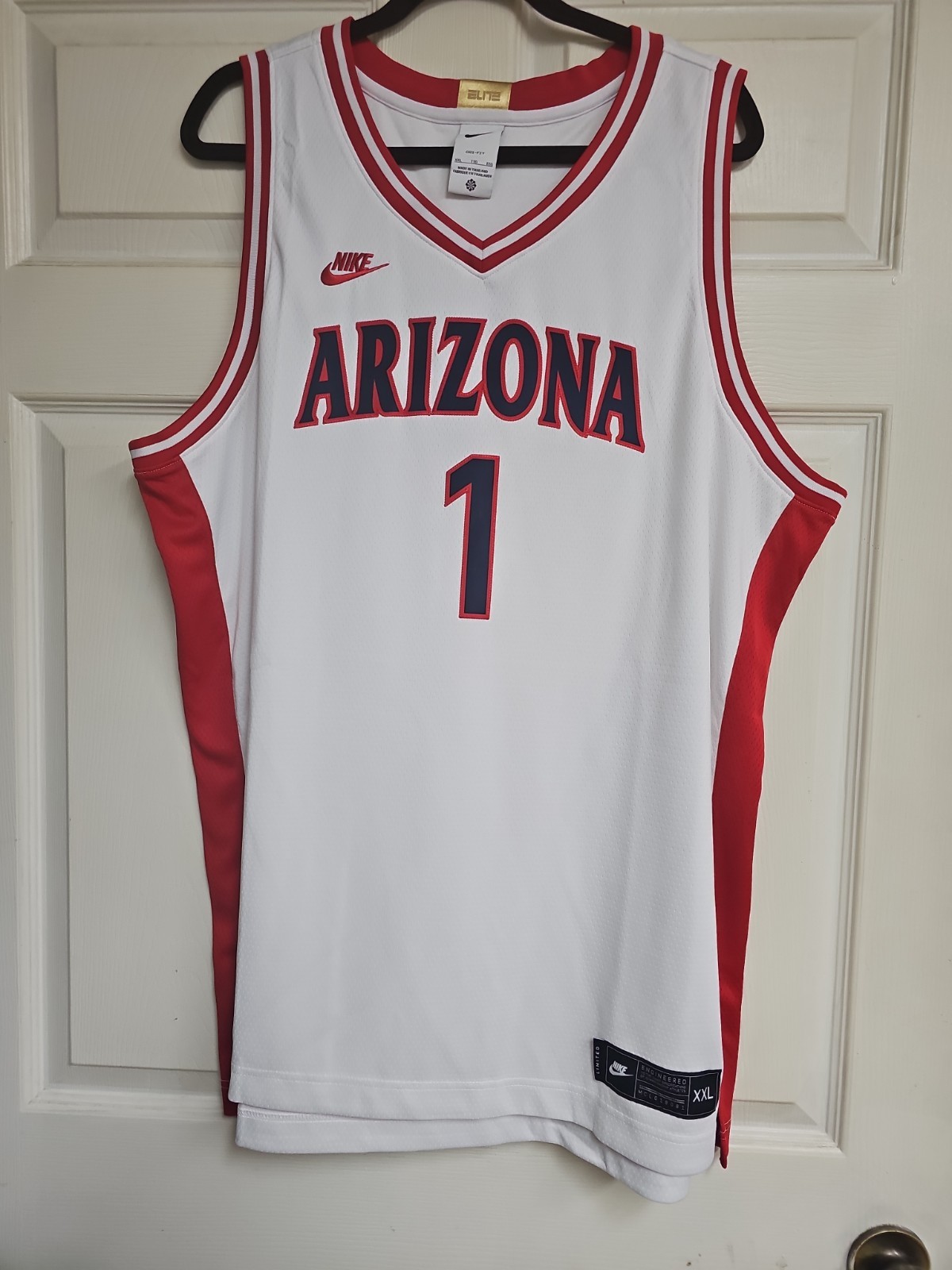 Nike Elite Dri-Fit Arizona Wildcats White #1 XXL Basketball Jersey Nike Elite Dri-Fit Arizona Wildcats White #1 XXL Basketball Jersey