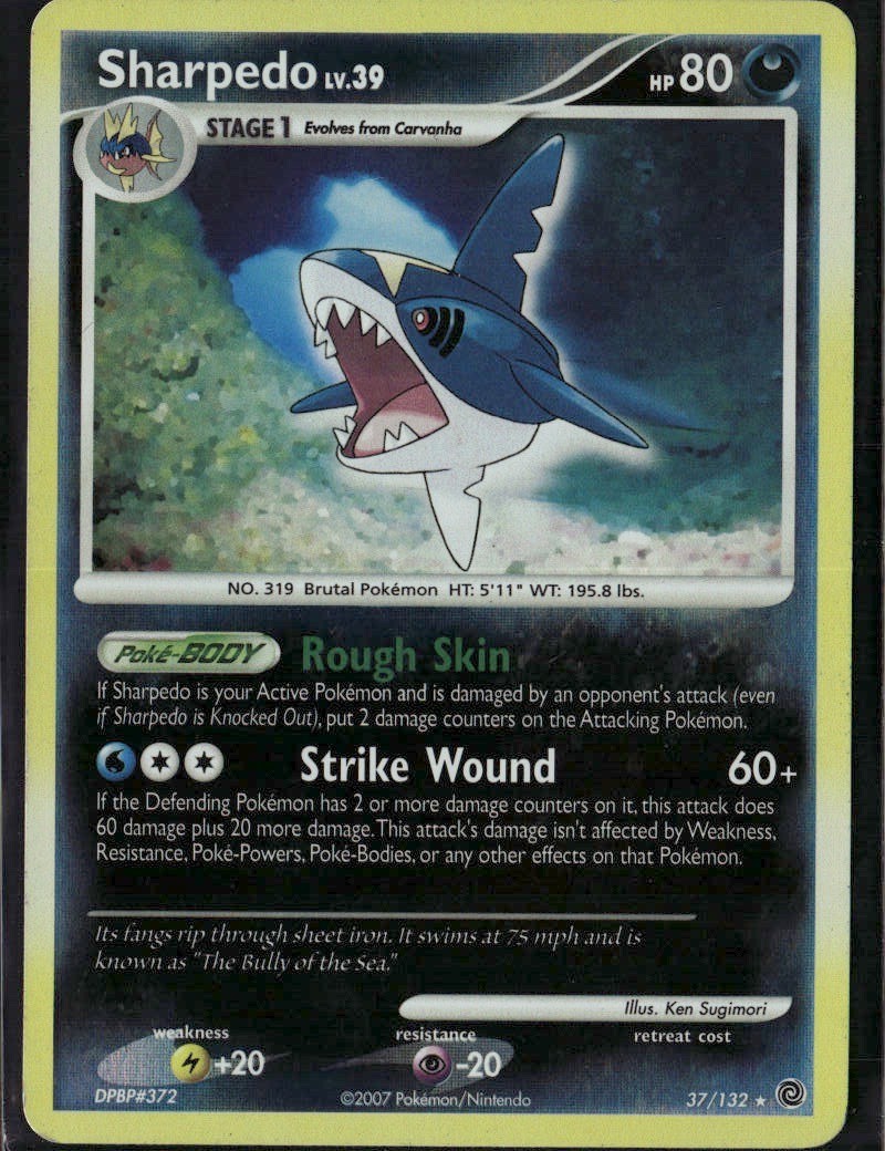 Sharpedo Rare Secret Wonders 37/132 Darkness Reverse Holo Pokemon Card Sharpedo Rare Secret Wonders 37/132 Darkness Reverse Holo Pokemon Card