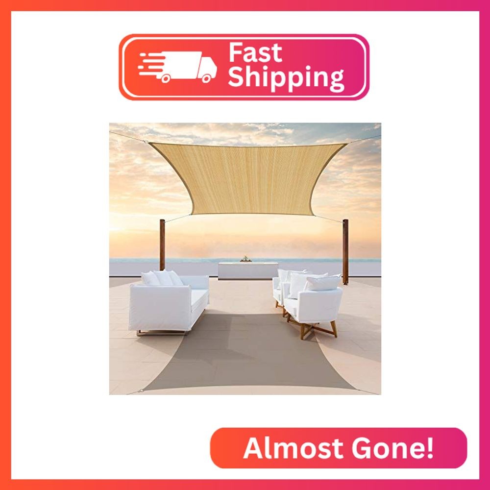 ColourTree 12\' x 16\' Sand Beige Rectangle Sun Shade Sail for Patio