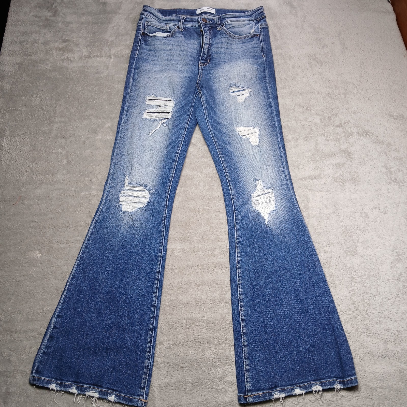 BKE Parker Womens 28x33.5 28x33 Blue Distressed High Rise Flare Jeans Western BKE Parker Womens 28x33.5 28x33 Blue Distressed High Rise Flare Jeans Western