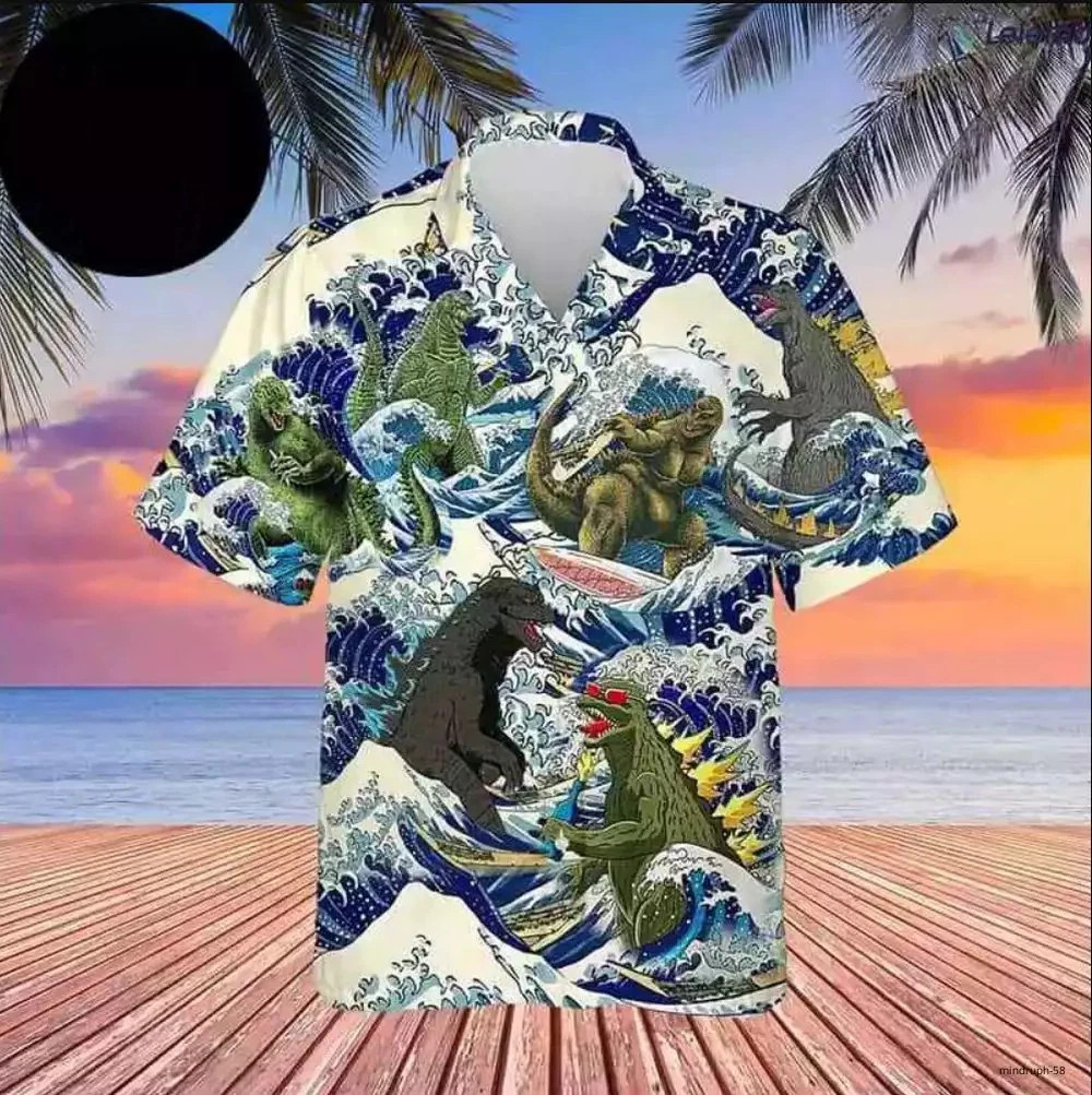 Godzilla Surfing Funny 2024 Trending Beach Hawaiia
