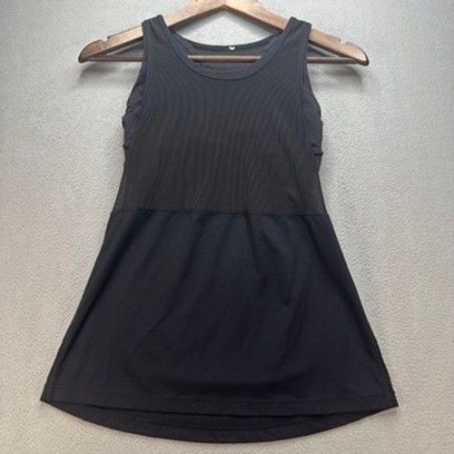 Lululemon Sculpt Tank Top 2-in-1 Built-in Bra Athletic Size 4 Black Mesh Overlay