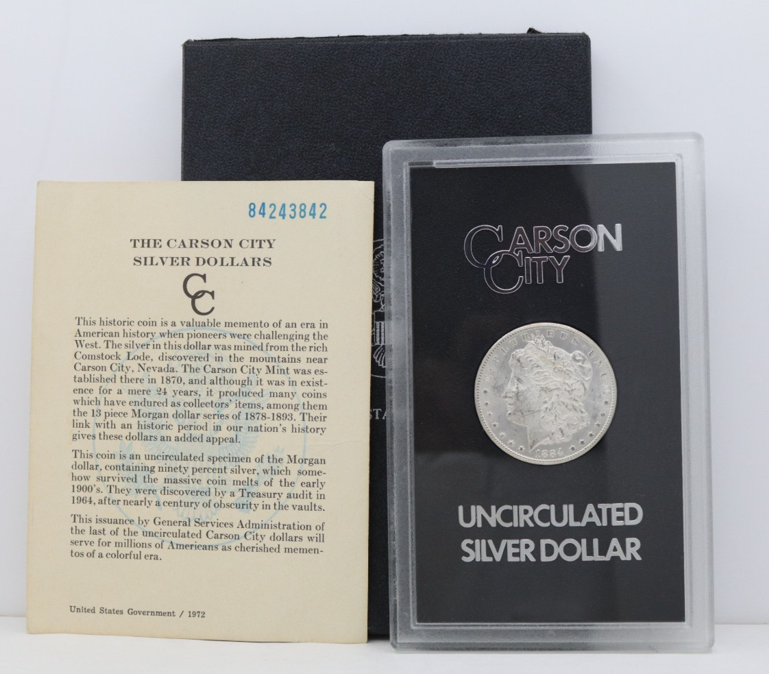 1884-CC Carson City Morgan Silver Dollar Uncirculated, GSA Holder Box & COA
