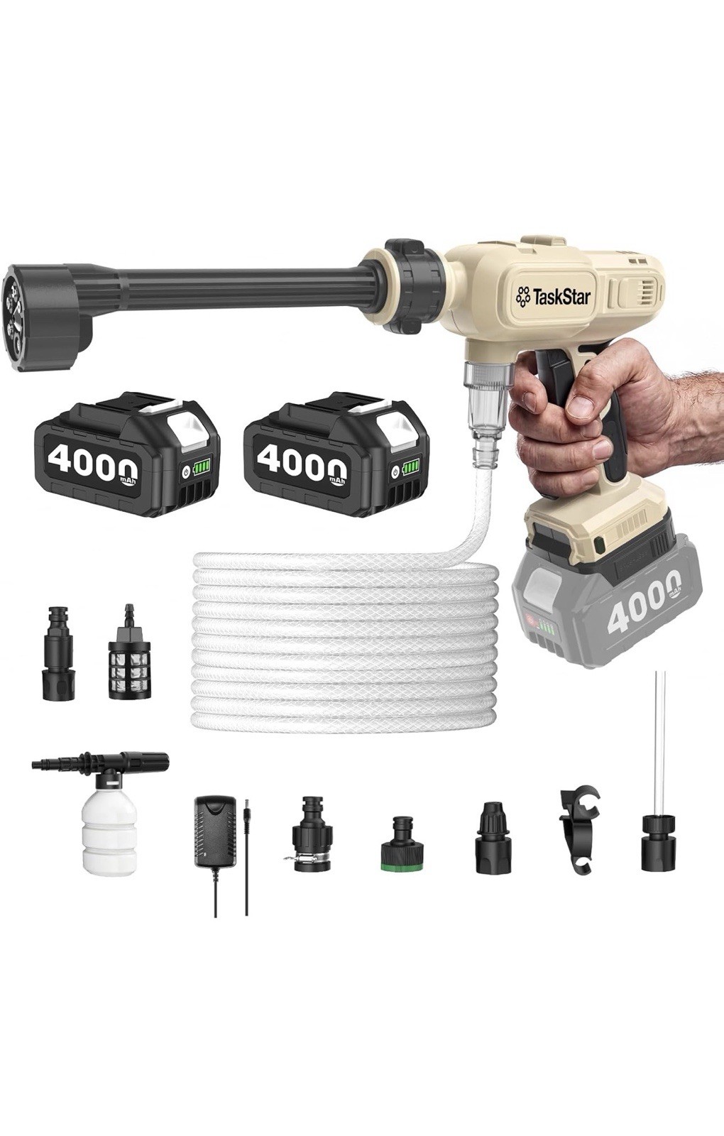 Taskstar Cordless Pressure Washer With Brushless Motor 2x 4000 Mah Batteries