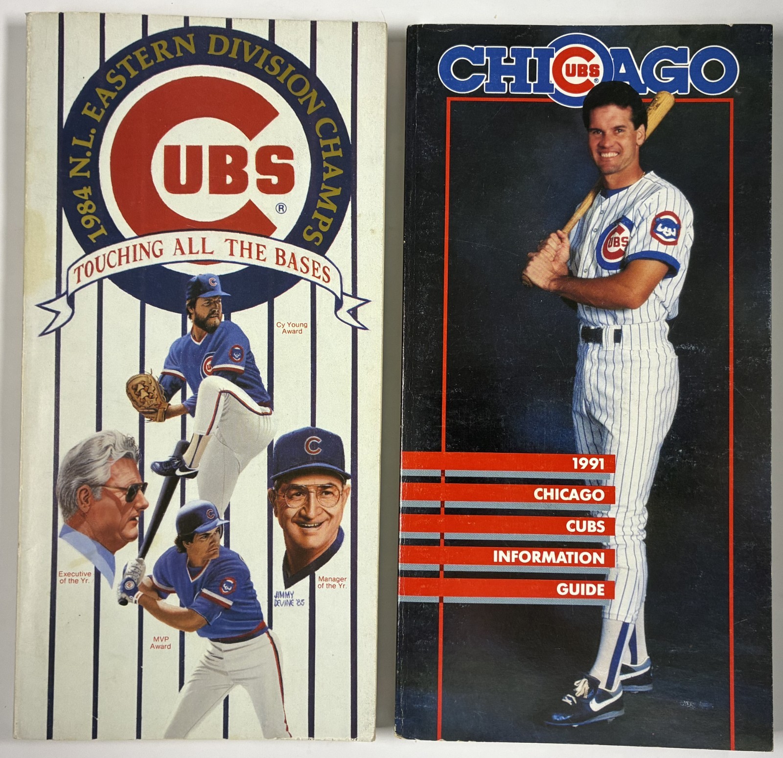 CHICAGO CUBS 1985 & 1991 MEDIA GUIDES. Sandberg, Sutcliffe, Zimmer, Smith...