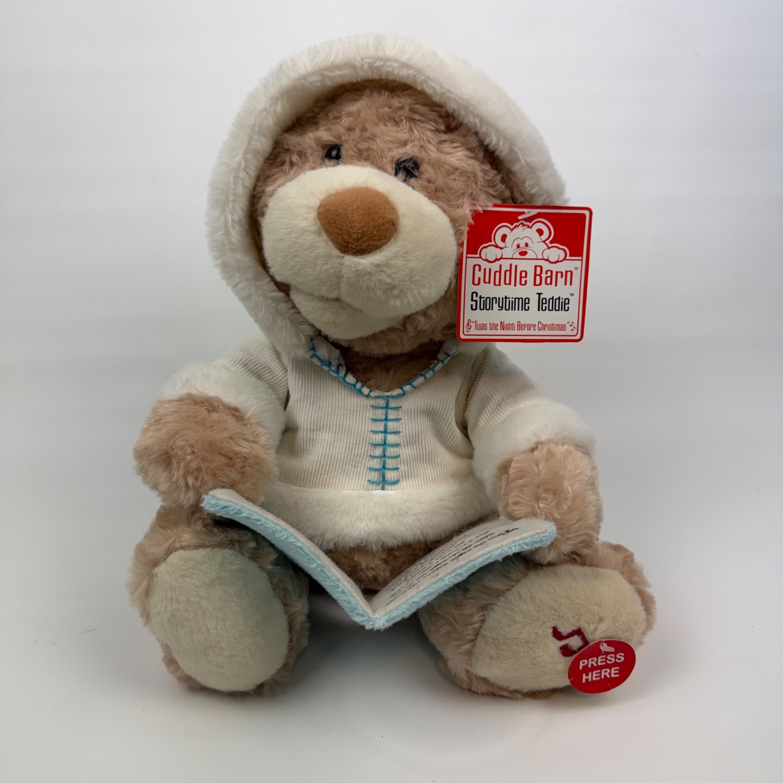 Cuddle Barn Storytime Teddie 2011 Animated Christmas Storytelling Bear NWT