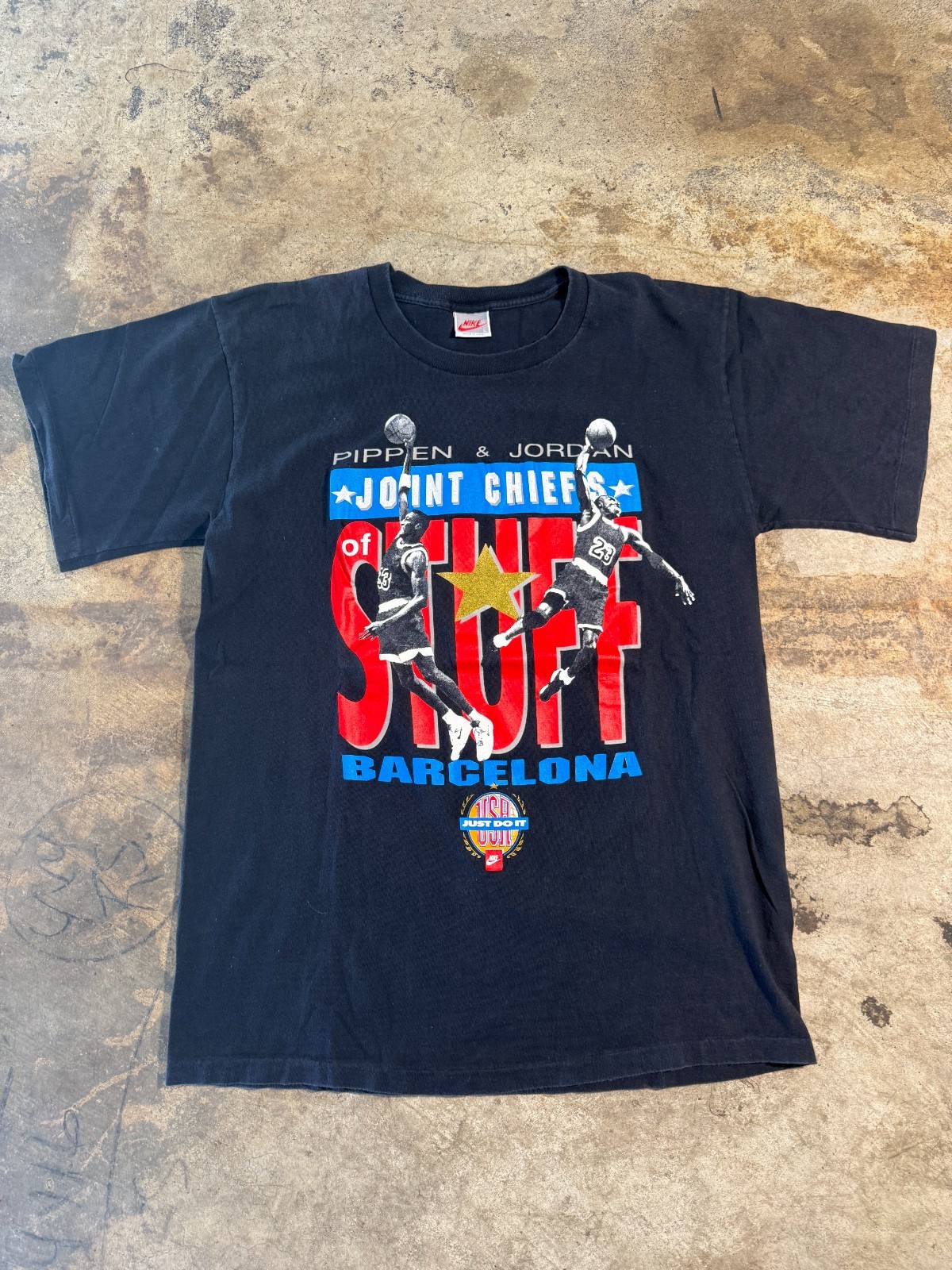 Vintage 1992 Nike Jordan Pippen Joint Chiefs of Stuff Barcelona T Shirt L USA