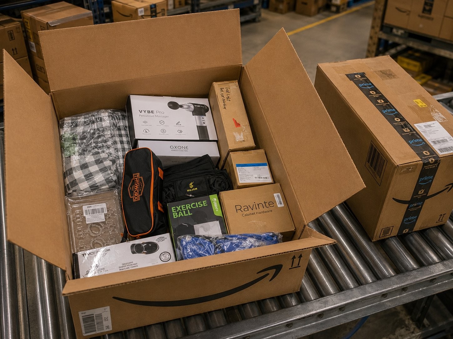 amazon overstock random assortment of sporting goods & retail gadgets lot