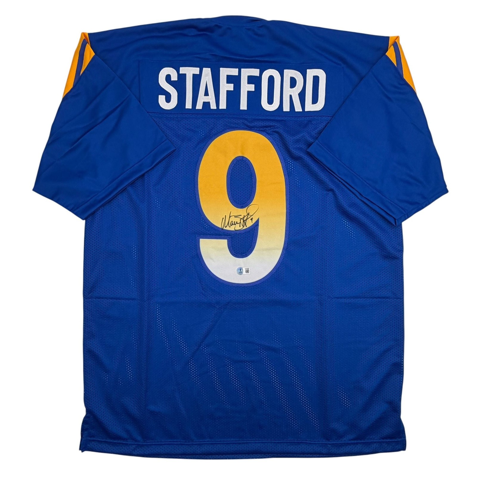 Autographed/Signed Matthew Stafford Los Angeles Blue Jersey Beckett BAS COA Autographed/Signed Matthew Stafford Los Angeles Blue Jersey Beckett BAS COA