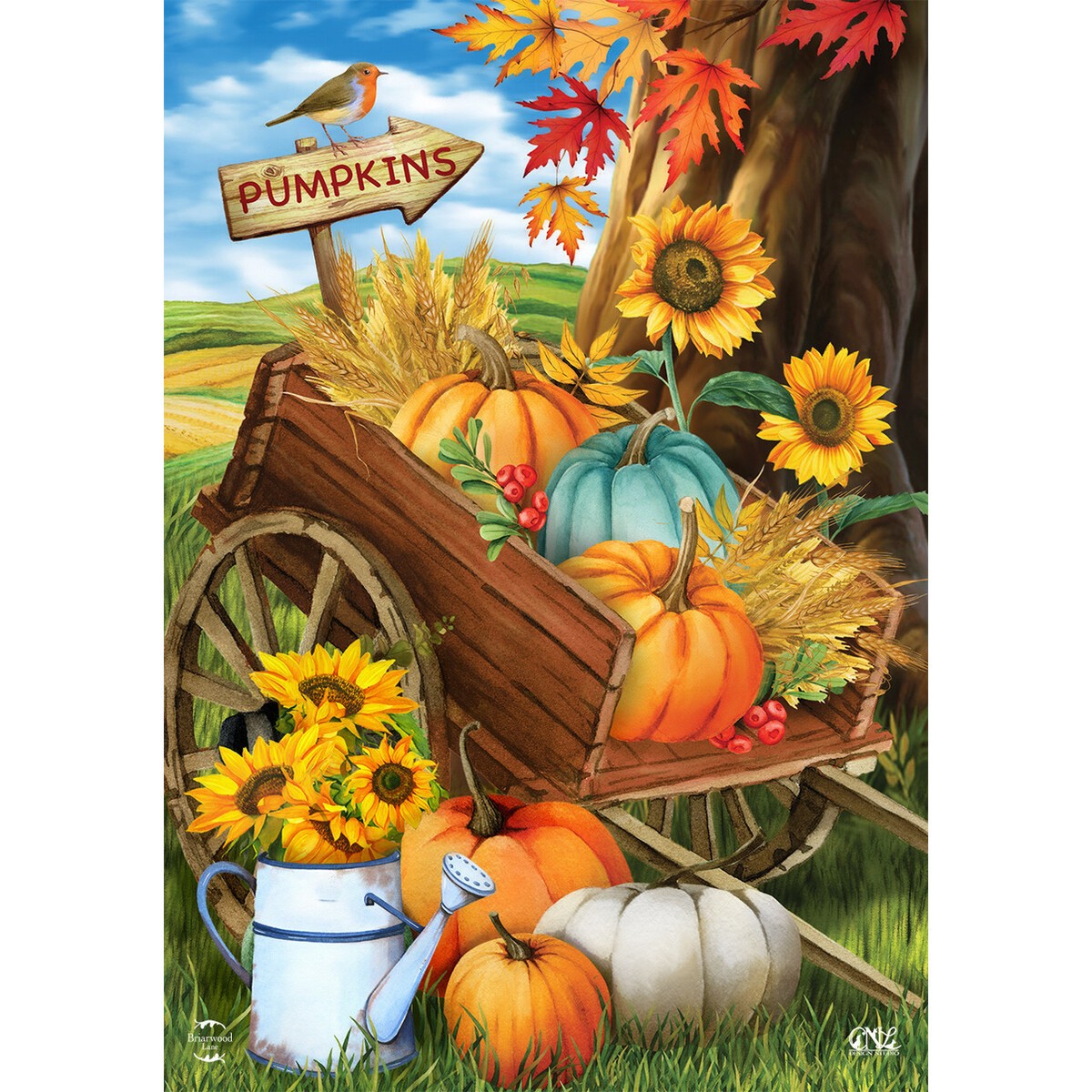 Briarwood Lane Fall Pumpkin Cart Garden Flag 12x18