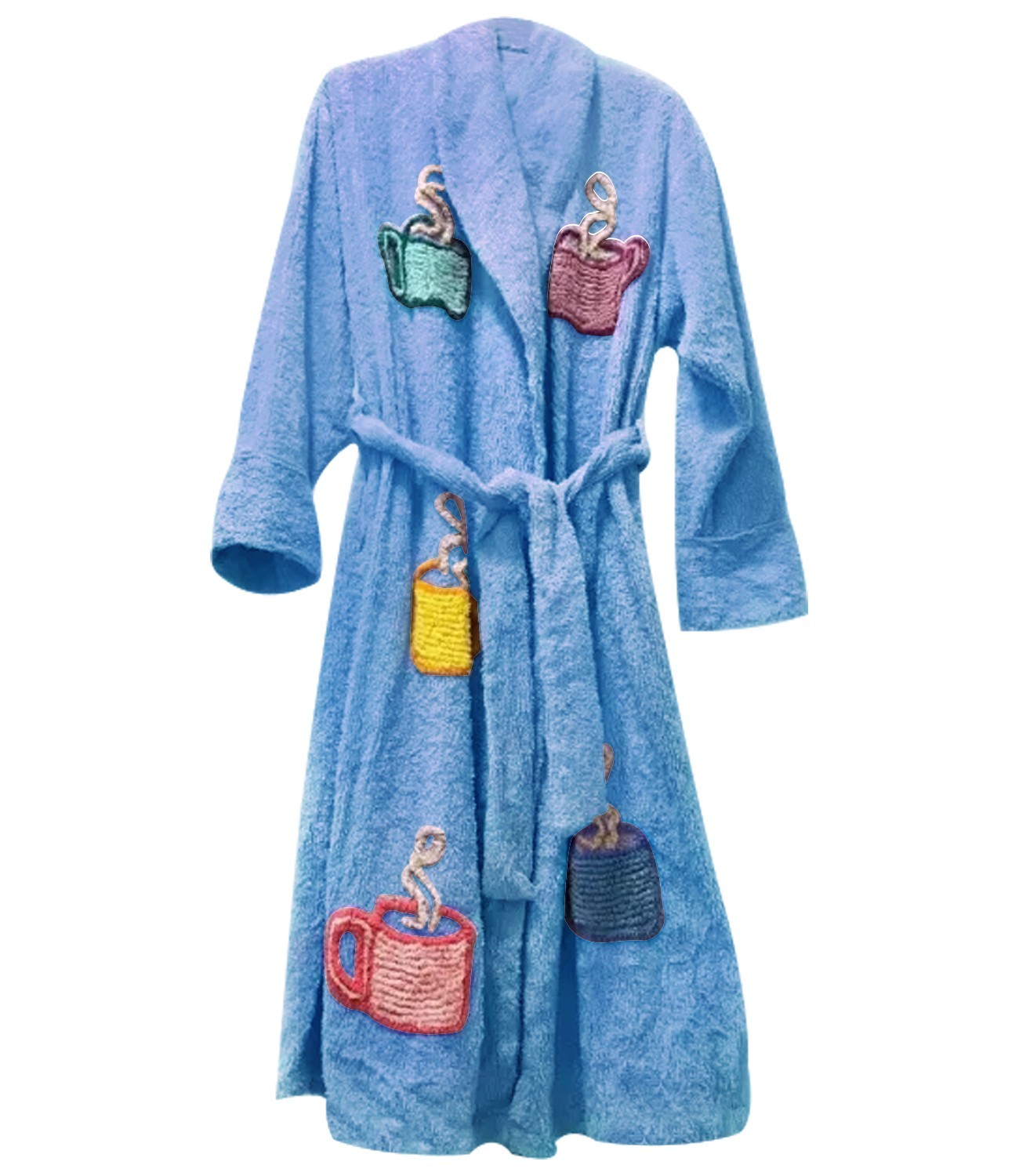 Unisex Tyler Durden Terry Robe Sky Blue Fight Club Embroidery Mug Coat