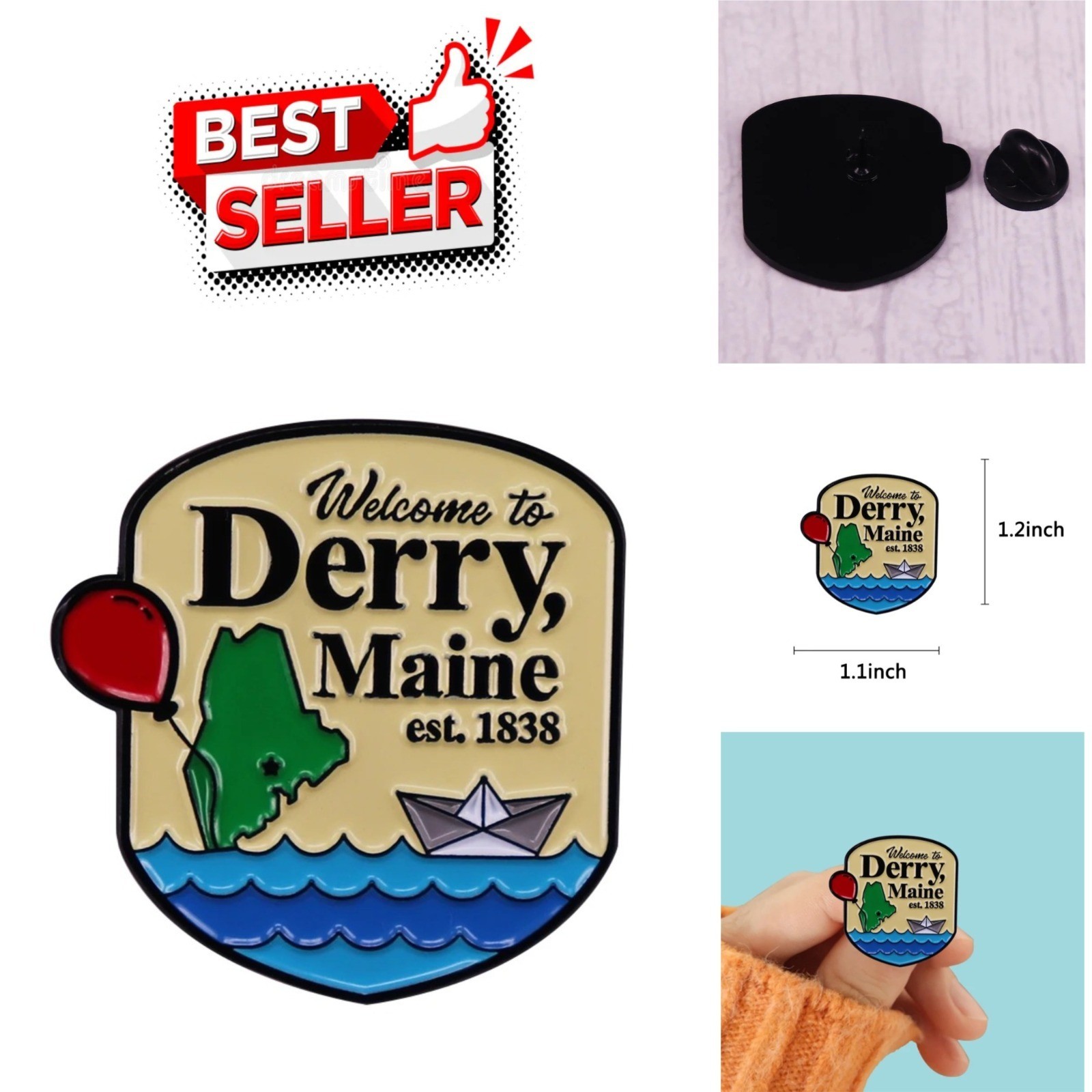 Welcome to Derry Maine Pennywise IT Movie Enamel Pin Badge Horror Collectible