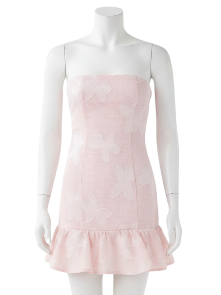 Peppermayo Young Heart Pink Strapless Ruffle Mini Dress Floral Embroidered 10 Peppermayo Young Heart Pink Strapless Ruffle Mini Dress Floral Embroidered 10