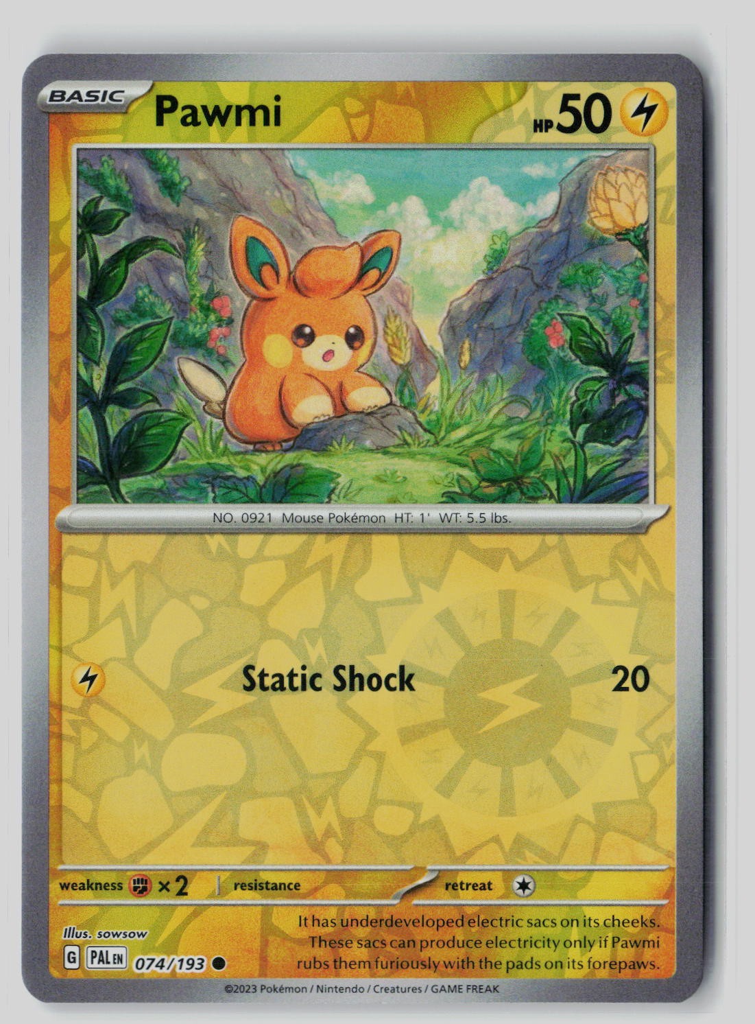 Pawmi 074/193 Reverse Holo Common Paldea Evolved Pokemon Near Mint Pawmi 074/193 Reverse Holo Common Paldea Evolved Pokemon Near Mint