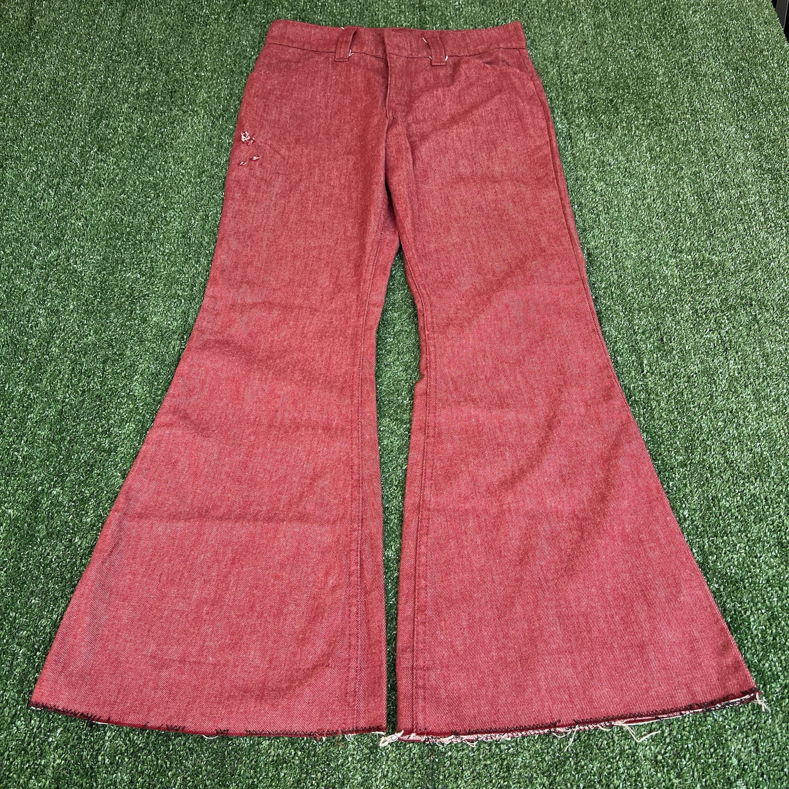 Vintage 60s 70s Levi\'s 684 Red Denim White Tab Scovill Big Bell Bottoms 31x30\ Vintage 60s 70s Levi\'s 684 Red Denim White Tab Scovill Big Bell Bottoms 31x30\