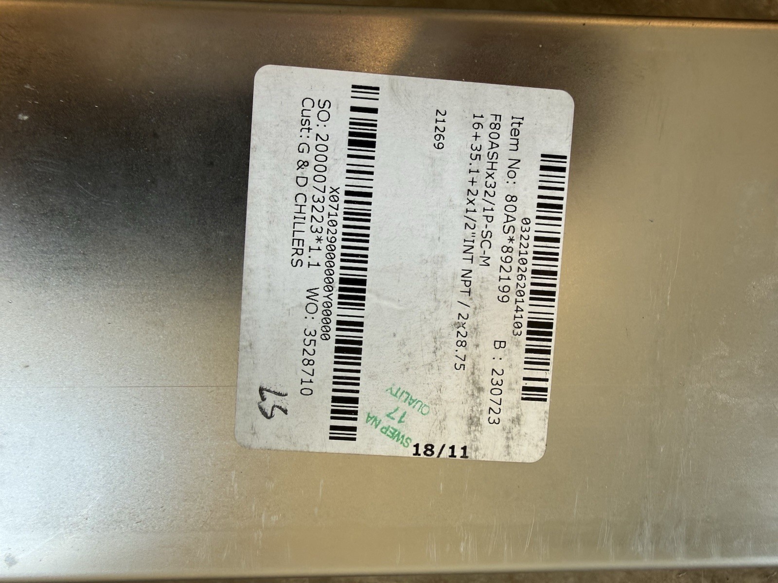 SWEP Heat Exchanger F80ASHx32/1P-SC-M 16+35.1+2x1/2\ SWEP Heat Exchanger F80ASHx32/1P-SC-M 16+35.1+2x1/2\