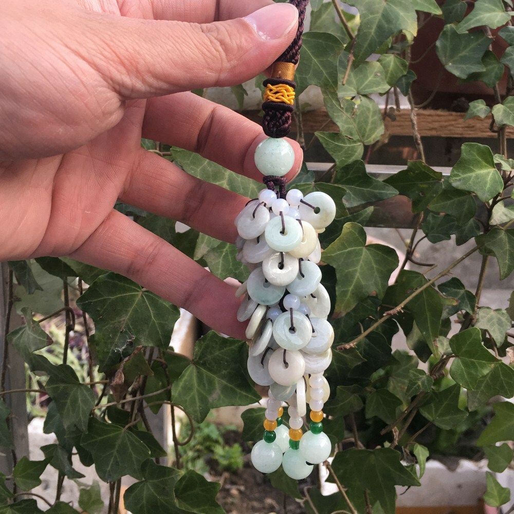 certified Green 100% natural green jade Car pendant Jadeite doughnut 甜甜圈 0151 certified Green 100% natural green jade Car pendant Jadeite doughnut 甜甜圈 0151