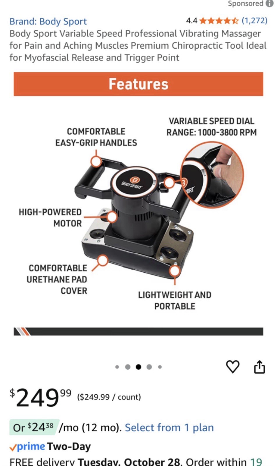 Body Sport (BDSM100) Variable Speed Professional Vibrating Therapeutic Massager Body Sport (BDSM100) Variable Speed Professional Vibrating Therapeutic Massager