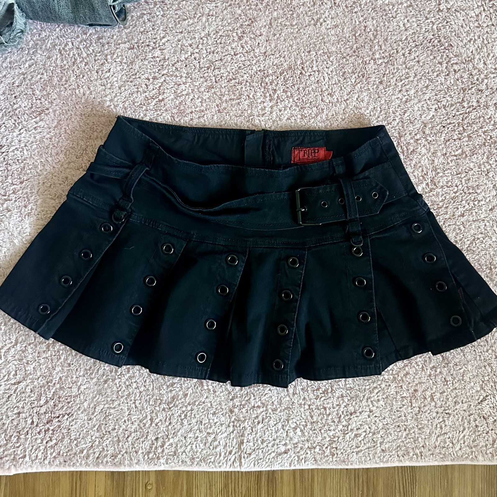 RARE Tripp NYC Vintage 00s Pleated Mini Skirt Grommet Stud Alternative Emo Grail