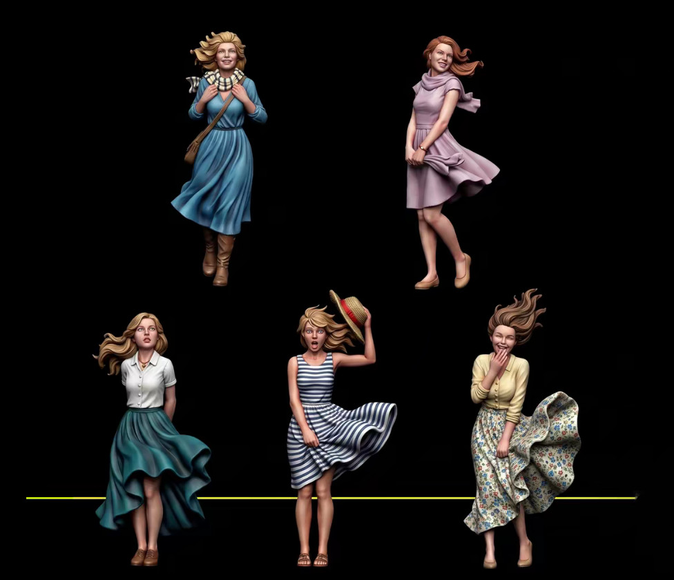 1/35 Scale 50mm Resin Figure Charming Beauty 5set Unpainted Model Kit Toys 1/35 Scale 50mm Resin Figure Charming Beauty 5set Unpainted Model Kit Toys