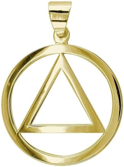 Large AA Sobriety Charm Pendant in 14K Yellow Gold Plated