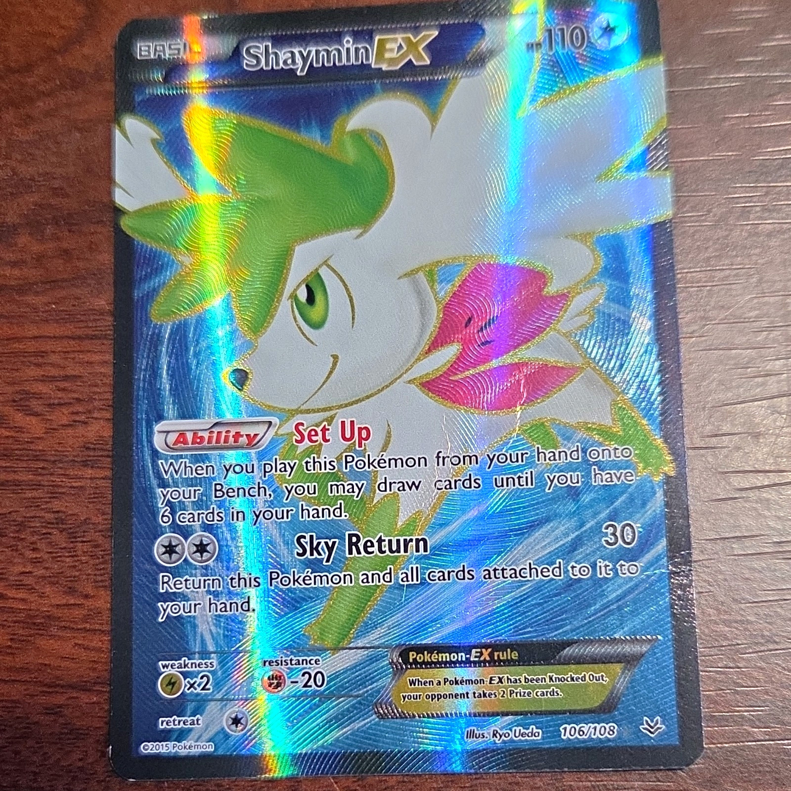 Pokemon TCG Shaymin EX 106/108 Roaring Skies Full Art Holo Ultra Rare 2015 EN Pokemon TCG Shaymin EX 106/108 Roaring Skies Full Art Holo Ultra Rare 2015 EN