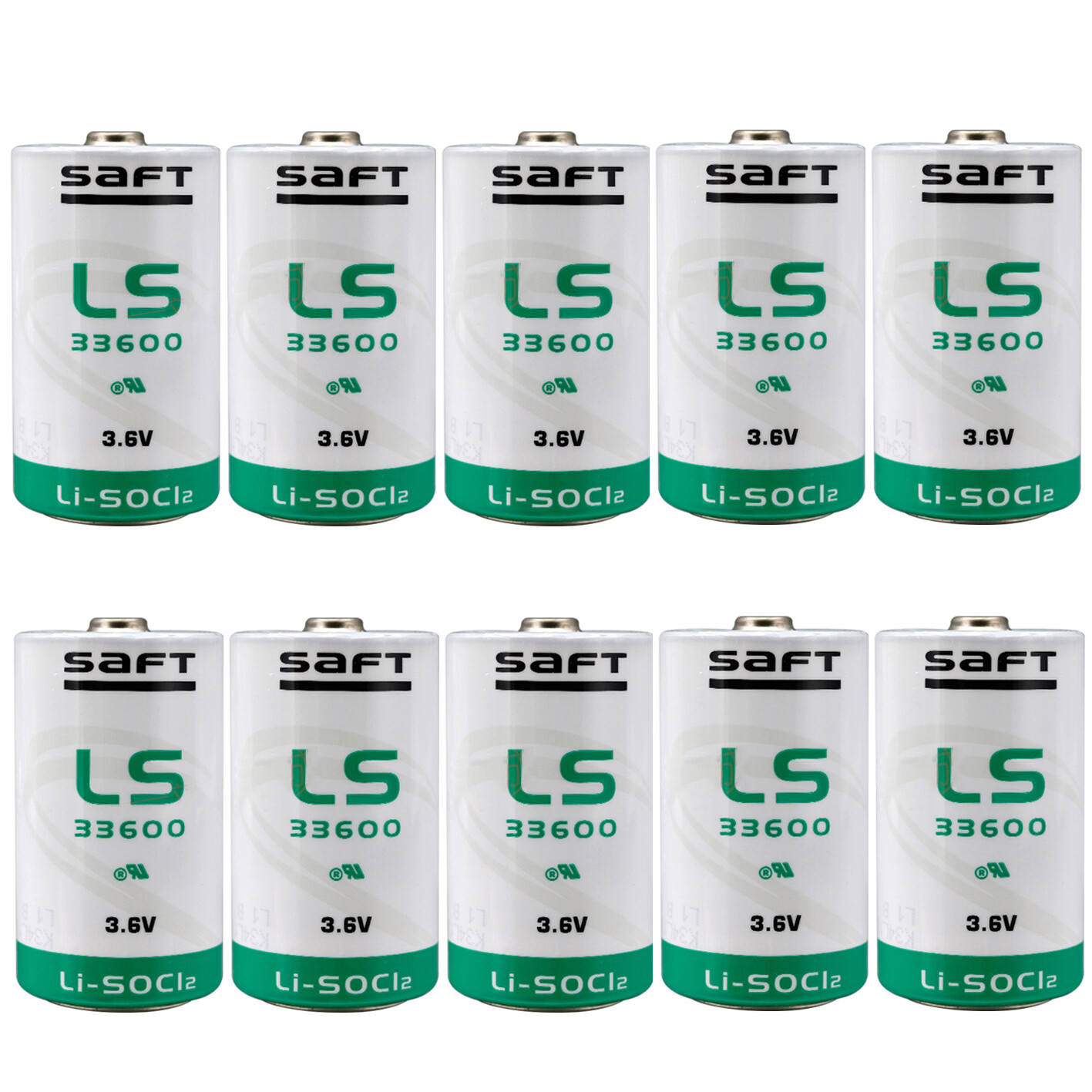 (10-Pack) For Saft LS33600 Size D 3.6V 17000mAh Primary Lithium Battery