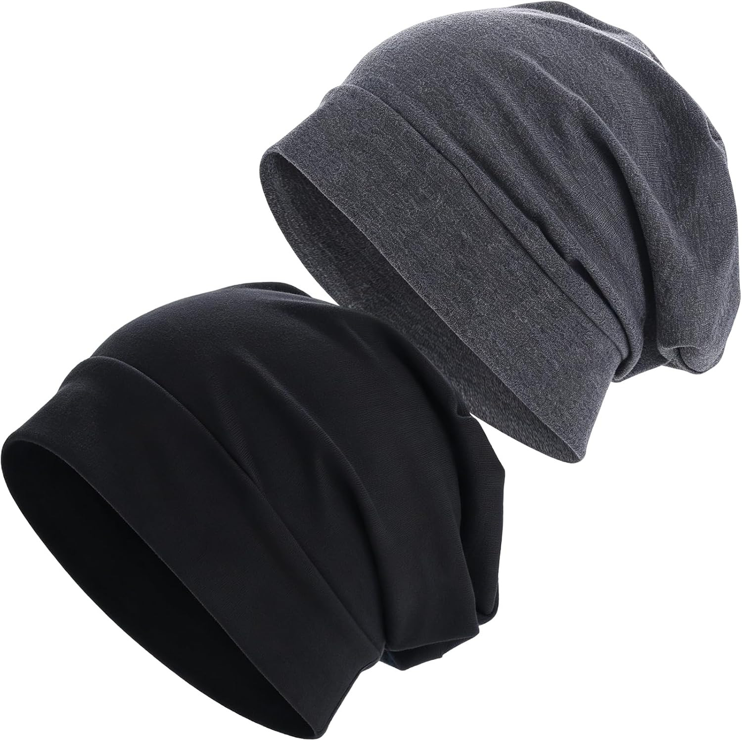 100% Cotton Slouchy Beanie, Oversized Thin Skull Cap for Men Women