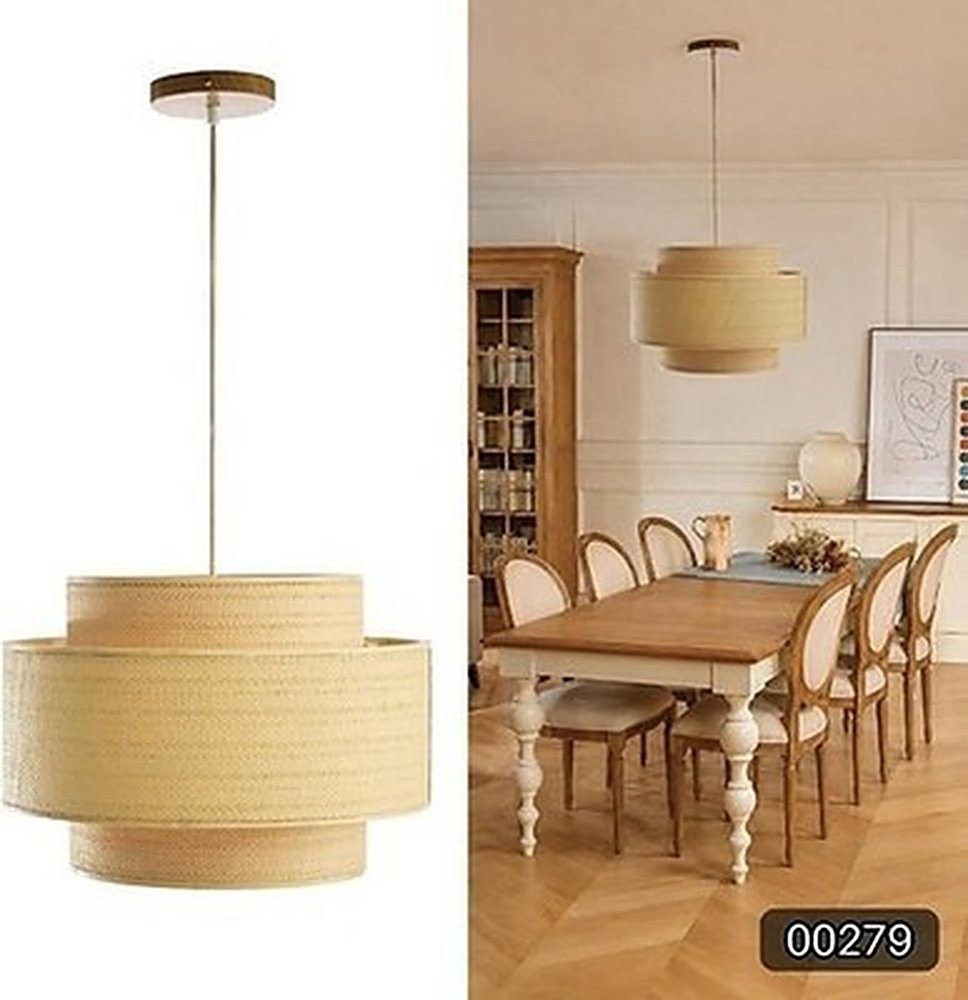 Pendant Light Fixture Modern Farmhouse 3-Tier Bamboo Hanging Light #R08