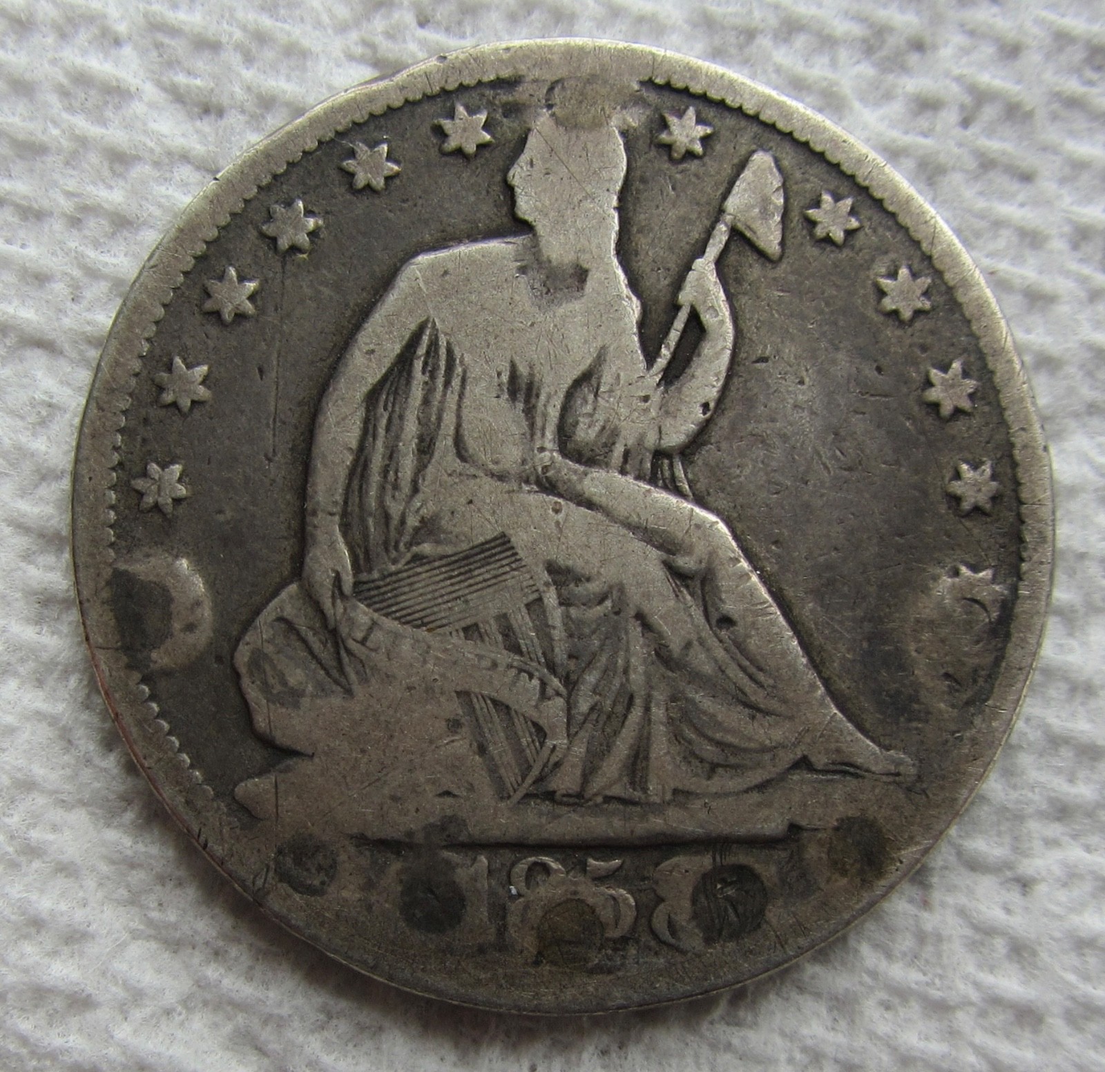 1858-S Seated Liberty Silver Half Dollar Rare Key Date Type Coin Damaged Filler