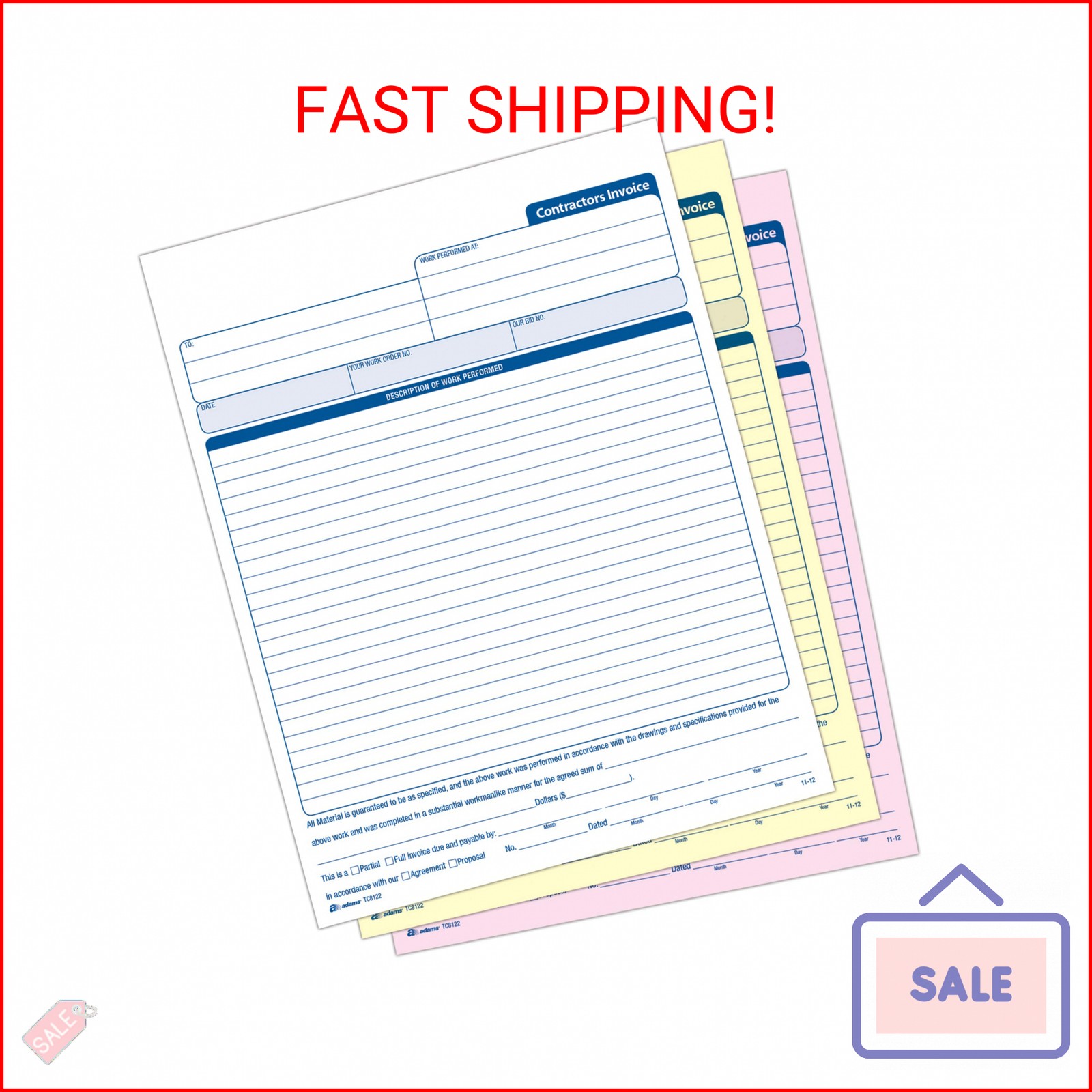 Adams Contractor’s Invoice Book, 3-Part, 50 Sets per Book, 50 Pages (ABFTC8122) Adams Contractor’s Invoice Book, 3-Part, 50 Sets per Book, 50 Pages (ABFTC8122)
