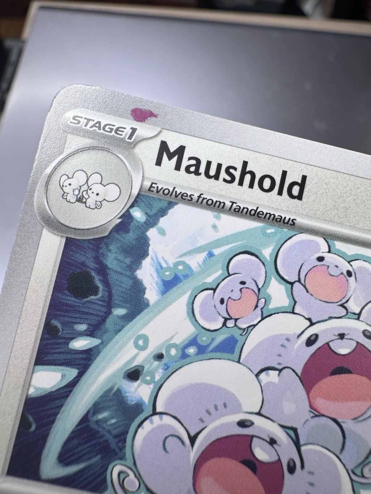 Maushold 158/191 Pink ink smudge error English pokemon card moderately played mp